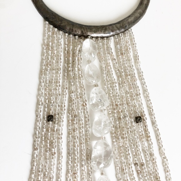 Vintage Cesaree Paris Necklace Collar with Oversized Lucite Fringe Boho Festival - Picture 3 of 8